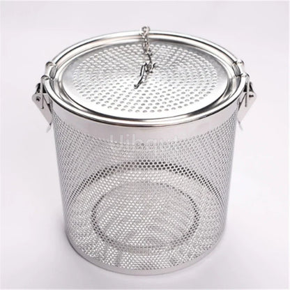 304 Stainless Steel Round Hole Seasoning Bag — Spice, Gravy & Soup Strainer Basket for Brine, Hot Pot, and Slag Separation