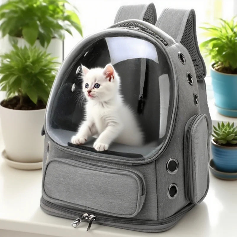2025 Transparent Pet Carrier Backpack – Breathable Outdoor Travel Bag for Cats & Small Dogs