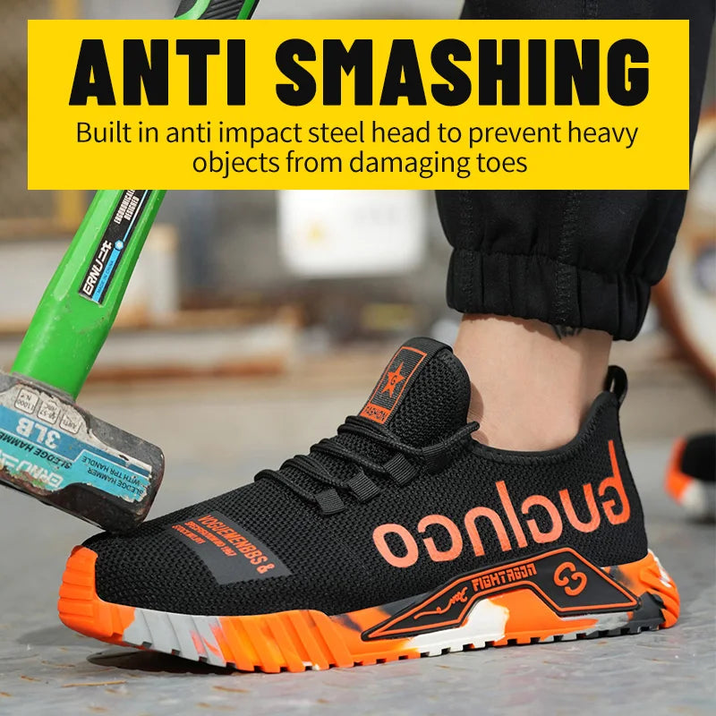 Stay Stylish and Protected with Fashion Sports Steel Toe Work Boots - Puncture-Proof Safety Shoes for Men