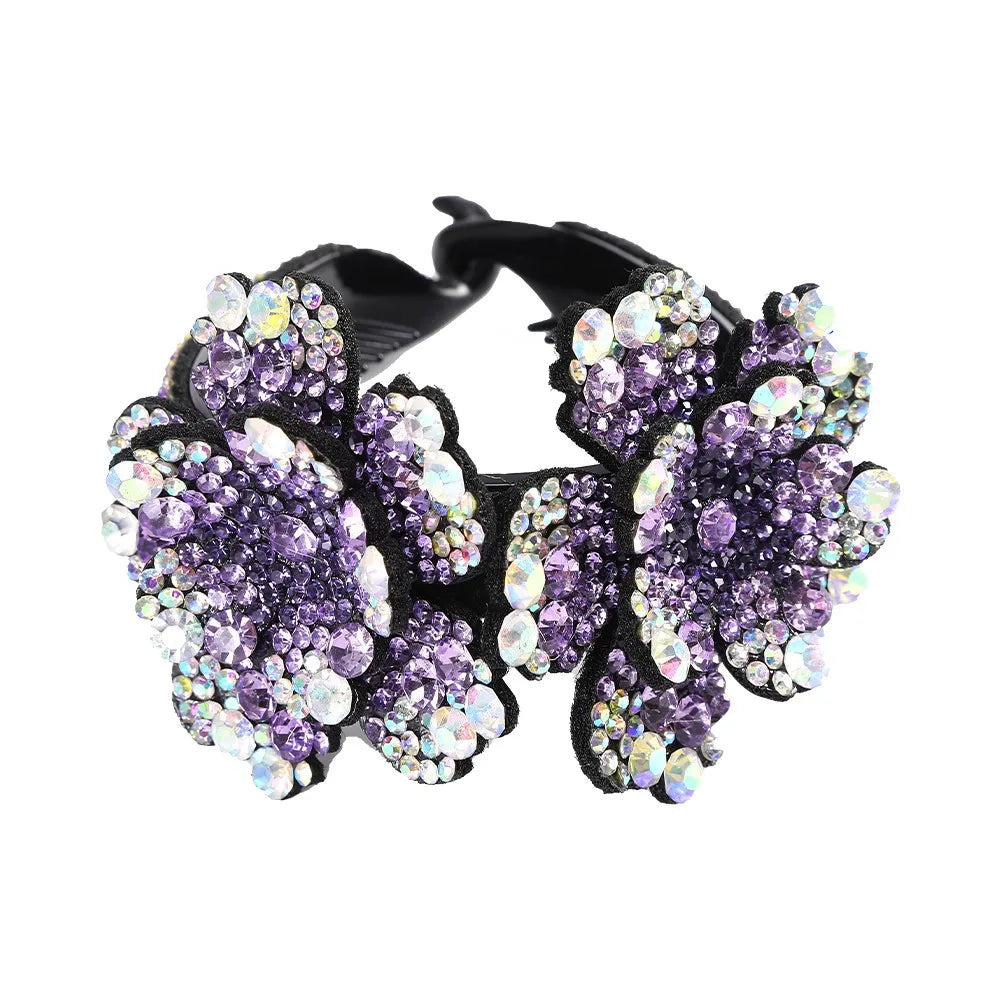 AWAYTR Colorful Crystal Flower Hair Claw – Large Flower Crab Clamp Barrettes, Shark Clip Hair Accessories for Women
