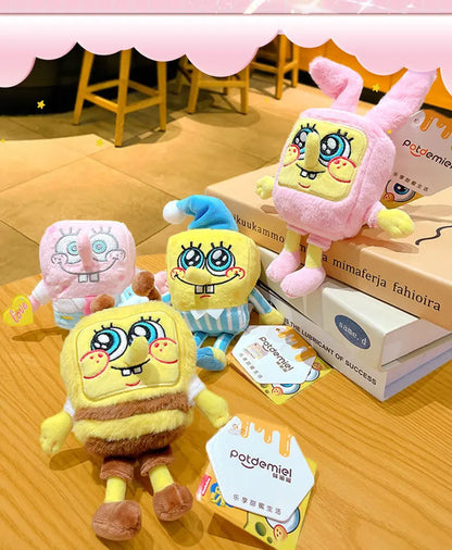 Potdemiel Anime Pink SpongeBob & Patrick Star Kawaii Plush Keychain — Cosplay Stuffed Keyring Gift for Kids