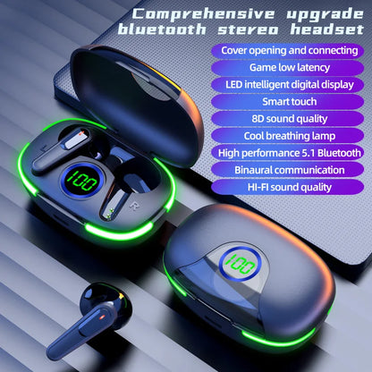 Original TWS Pro 80 Wireless Bluetooth Headset - LED Display, Mic, Earbuds for Air Fone Bluetooth Earphones