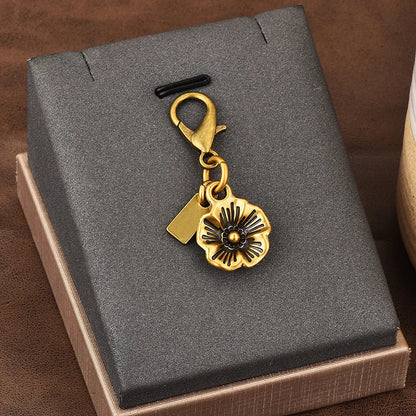 Fashion Bear Cherry Flower Keychain – Metal Y2K Letter C Bag Pendant & Car Key Ring Jewelry Gift for Women