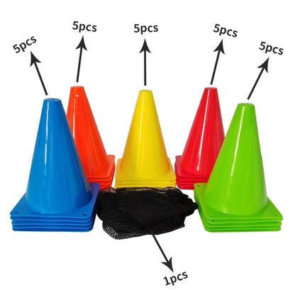 25PCS Colorful Marker Cones - Soccer Football Agility Training Equipment for Sports Practice & Games