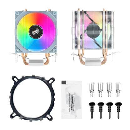 Aigo ICE200PRO CPU Air Cooler — 2 Heatpipe Radiator with 3-Pin PWM Quiet Fan for Intel LGA 115X/1200/1700 & AMD AM4/AM5