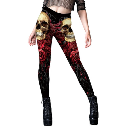 Women’s Christmas Leggings - Mid-Waist Skinny Digital Print Pants for Fitness, Running & Yoga
