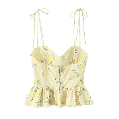 Women’s Chic Corset Backless Cami Top – Floral Print Sexy Summer Party Crop Top, Elegant 2026 Fashion Nightwear