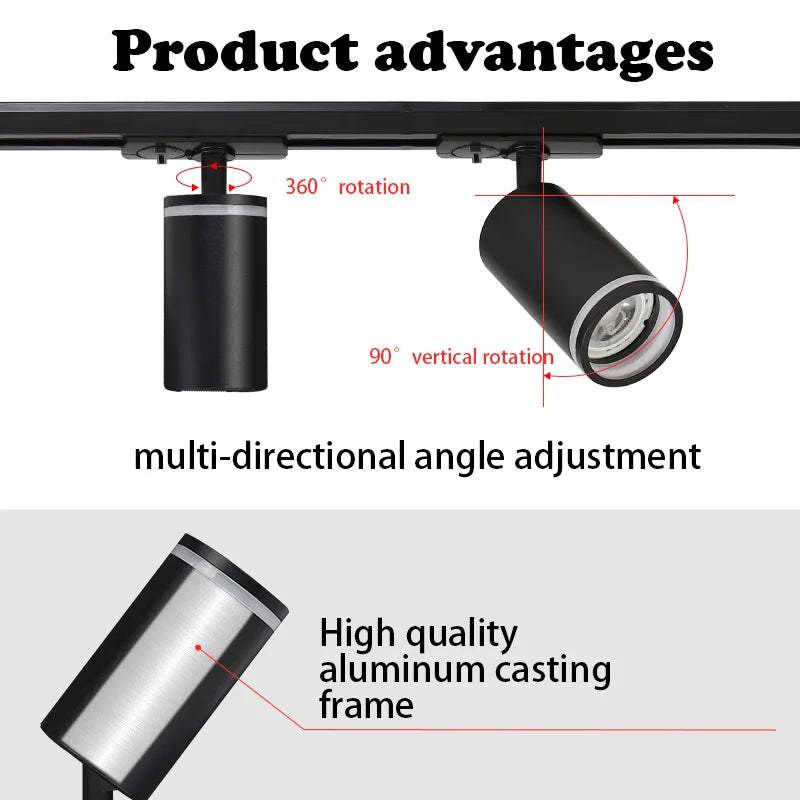 LED Track Light System – 85-265V COB Ceiling Lamp Set with Rails & Spots for Clothing Shops, Living Rooms & Stores