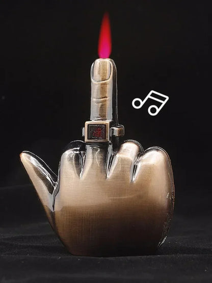 Funny Middle Finger Torch Lighter – Windproof Jet Flame Refillable Butane Smoking Accessory with Voice Sound
