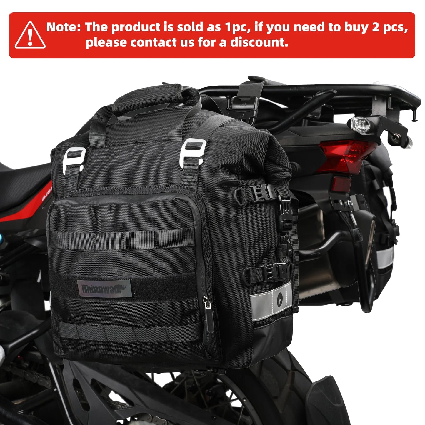 Rhinowalk Motorcycle Saddlebag 20L-30L – Universal Side Bag with Removable 100% Waterproof Inner Liner for Travel Motorbike Luggage