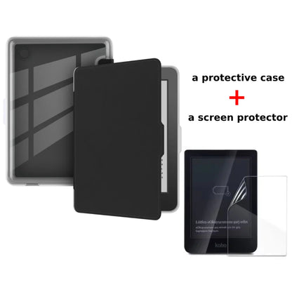 Kobo Clara 2E Case with Screen Protector — 6" Auto Sleep Leather Magnetic Cover & Transparent Acrylic Funda