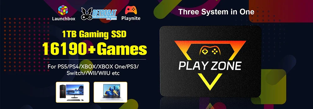 3TB Portable Gaming HDD – 17,300+ AAA/3D/Retro Games for PS4/PS3/PS2/Switch/Wii with LaunchBox/Retrobat/Playnite