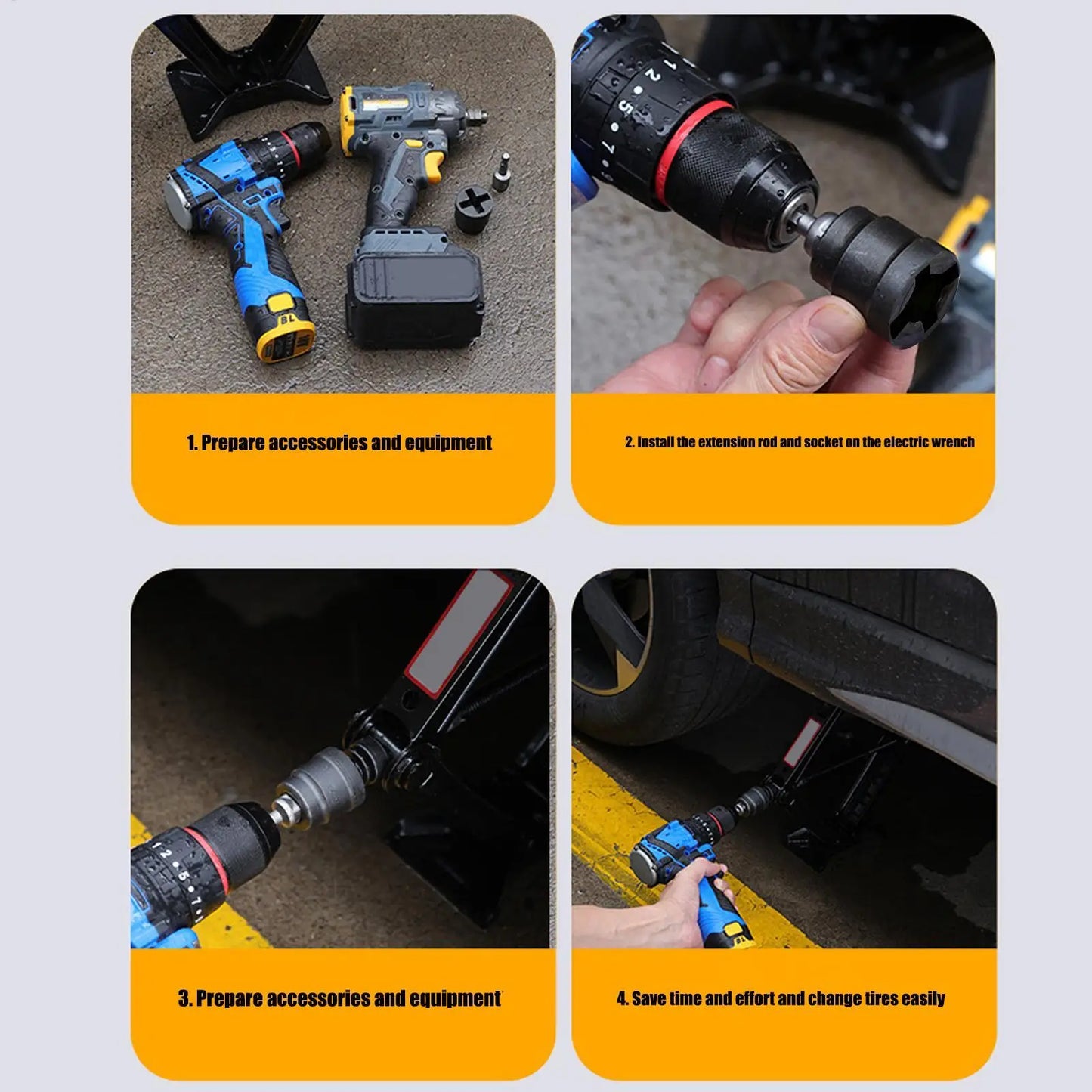 Universal Car Jack Adapter – Scissor & RV Stabilizer Drill Tool with Steel Ball Joint Rod for Impact Wrench and Vehicle Disassembly