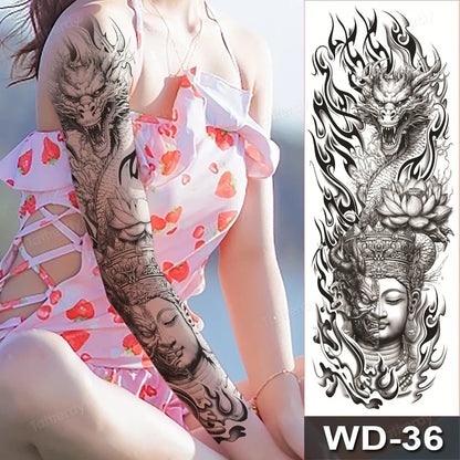 Large Temporary Leg Tattoos for Women - Sexy Animal & Anime Skull Water Transfer Body Art Stickers