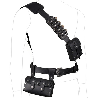 Steampunk Medieval Fanny Pack – PU Leather Waist Bag with Potion Bottles & Coin Purse for Men Cosplay