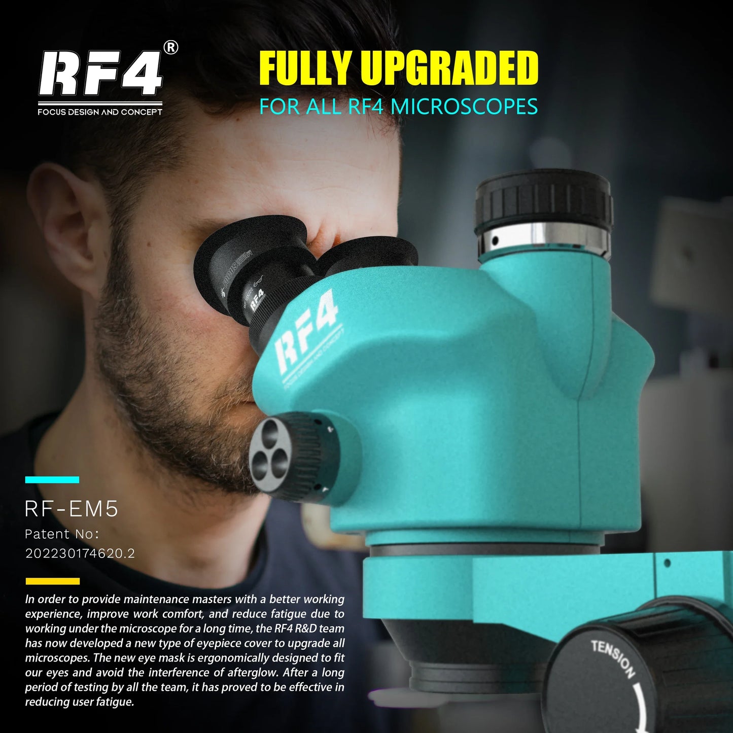 RF4 7-50X Trinocular Continuous Zoom Stereo Microscope – WF10X/22mm Eyepiece, Ideal for Mobile Phone PCB Welding & Repair