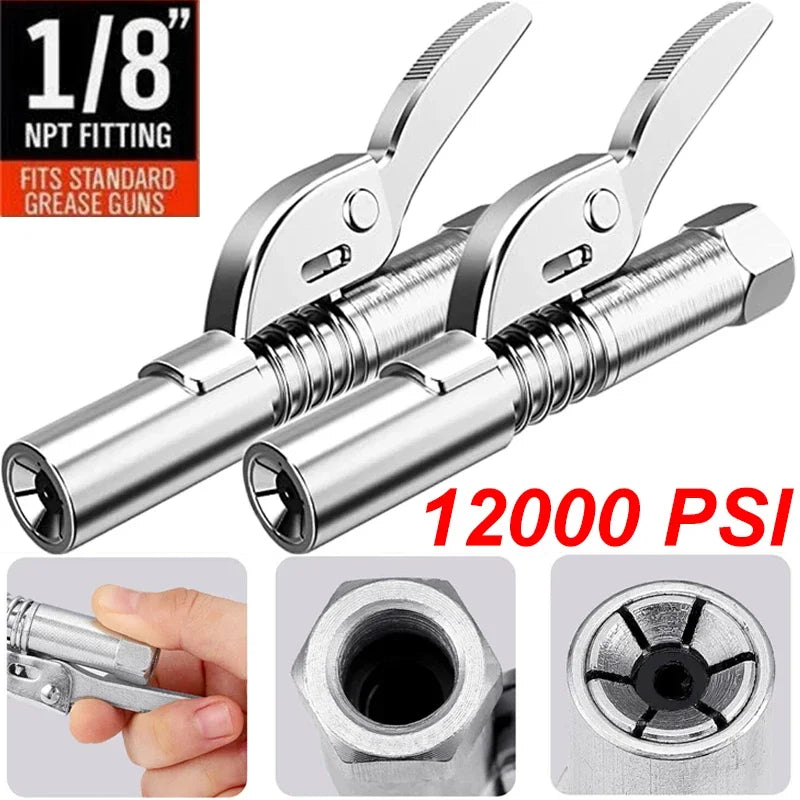 12000PSI High Pressure Grease Coupler Nozzle – Hose Pump Syringe, NPT1/8 Adapter for Brake Oil Change & Car Maintenance