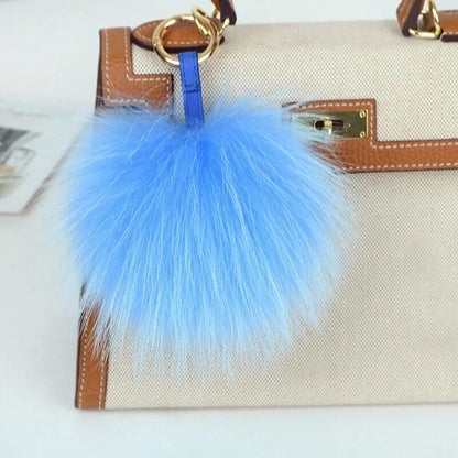 15cm Real Raccoon Fur Pompon Keychain – Cute Pendant for Bags, Hats, Clothes, and Accessories