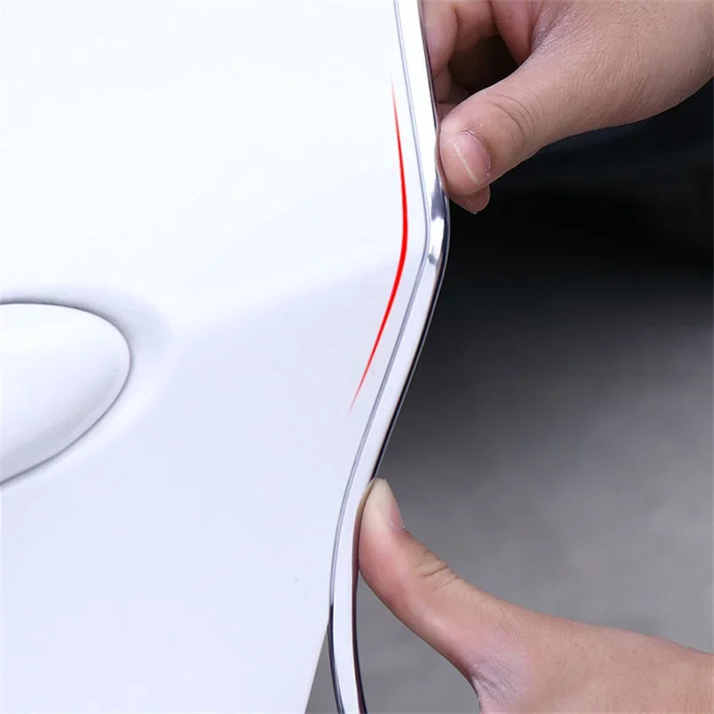 Chrome Car Door Edge Protector Strip - Rubber Soundproof Seal Trim for Noise Reduction, Scratch Protection & Auto Door Insulation