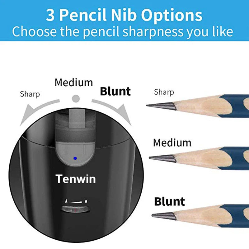 Tenwin Automatic Electric Pencil Sharpener - Colored Pencils Sharpening - Mechanical Office School Supplies Stationery