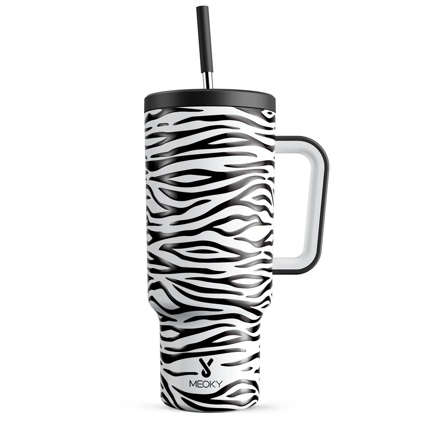 Meoky 40oz Mug Tumbler with Handle – Insulated Stainless Steel Tumbler with Lid & Straw, Coffee Thermos Cup, Heat Press Ready