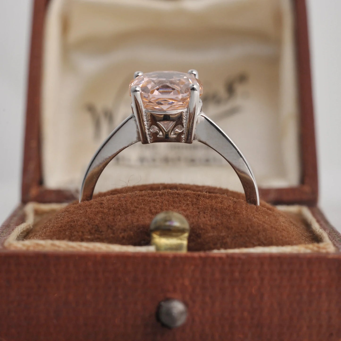 Potiy 2ct Octagon Rose Cut Morganite Pink CZ Solitaire Ring – 925 Sterling Silver Women’s Jewelry Gift with Certificate