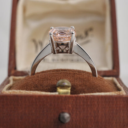 Potiy 2ct Octagon Rose Cut Morganite Pink CZ Solitaire Ring – 925 Sterling Silver Women’s Jewelry Gift with Certificate