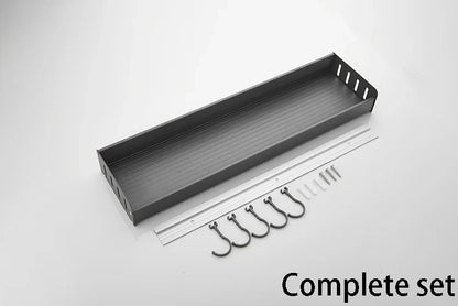 Wall-Mounted Kitchen Spice Rack Organizer with Hanging Hooks – Kitchen Storage Shelf for Condiments