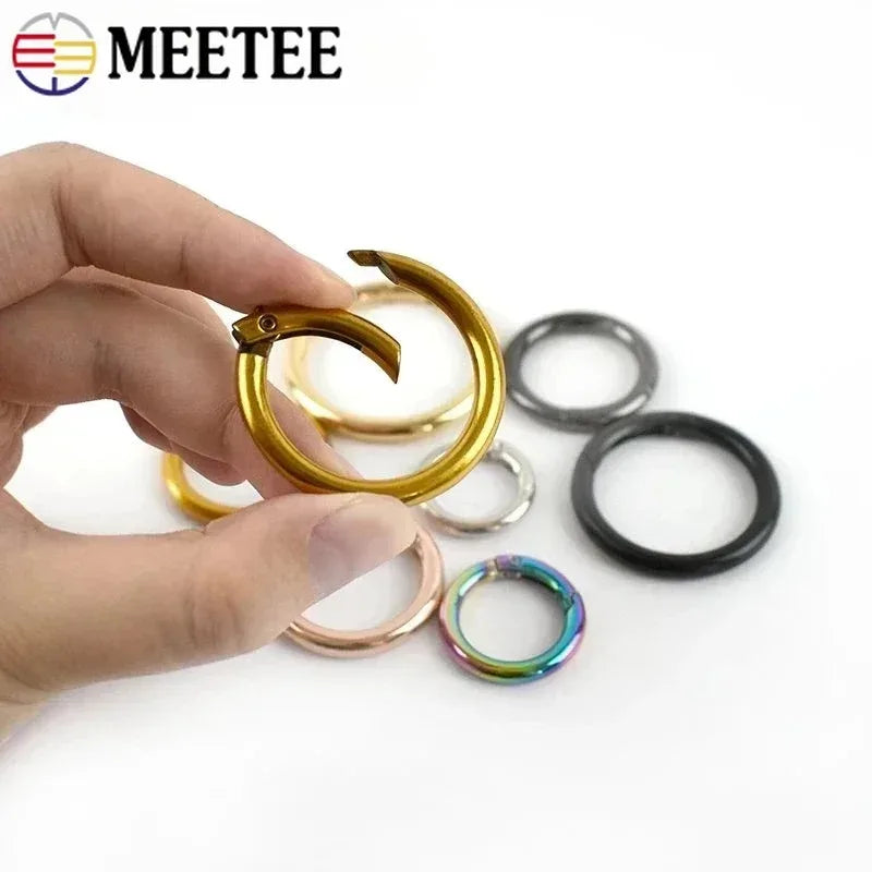10Pcs Metal O Ring Spring Clasps - 10-38mm Openable Round Carabiner Snap Hooks for Keychains, Bags & DIY Jewelry Accessories