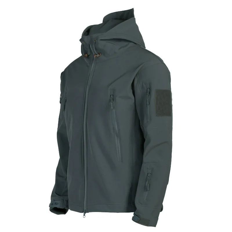 2024 Tactical Soft Shell Jacket for Men - Windproof Waterproof Breathable Fleece Hooded Combat Coat