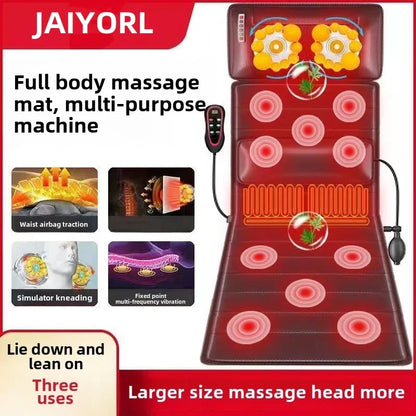 Multifunctional Electric Lumbar Traction Massage Mattress Cushion – Full Body Vibrations for Shoulder, Neck, Waist, and Back with Removable Cover