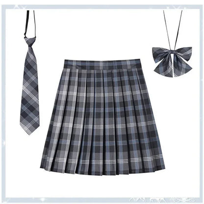 Women’s Plaid Pleated Skirt with Bowtie – XS-5XL Harajuku Preppy Mini Japanese School Uniform, Summer Kawaii Jupe
