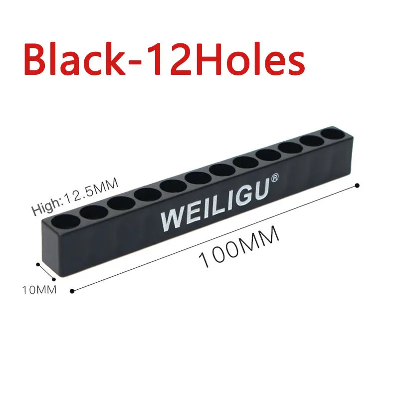 6.35mm Hex Screwdriver Bit Holder - Soft Rubber Organizer with 10/12 Hole Plastic Storage Box