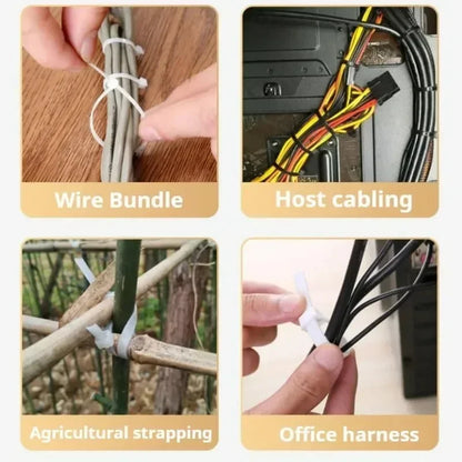 100/1000pcs Reusable Nylon Cable Ties – Adjustable Self-Locking Zip Tie Straps for Cord Organization & Binding
