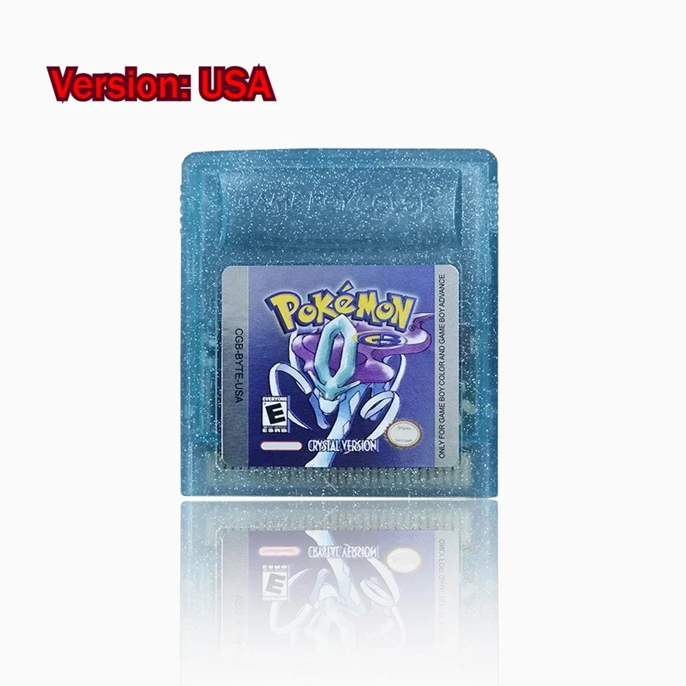 Pokemon GBC Game Cartridge - 16-Bit Video Game Card in Red, Blue, Crystal, Gold, Silver & Yellow Versions