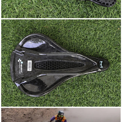 RYET Ultra Full Carbon 3D Printed Bike Saddle — 145mm Lightweight MTB Seat with High Modulus Carbon Fiber Base