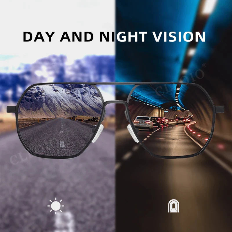CLLOIO Fashion Aluminum Photochromic Sunglasses – Polarized Chameleon Anti-Glare Driving Glasses for Men & Women