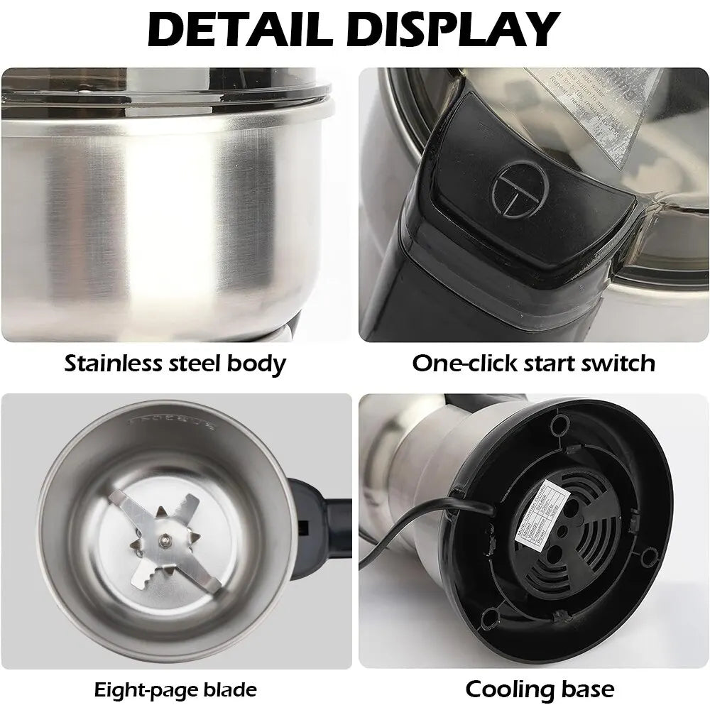 High Power Electric Coffee Grinder | Multifunctional Kitchen Machine for Cereal, Nuts, Beans, Spices, and Grains
