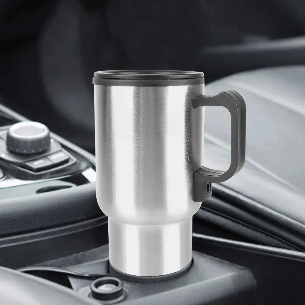 12V Electric Heating Car Kettle - 450ml Stainless Steel Thermal Mug for Water, Coffee, Milk - Travel & Camping