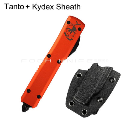 FOOH Knife Studio Halloween UltraTech Micro EDC Tool – Tactical D2 Steel with CNC Aluminum Orange Handle Comb