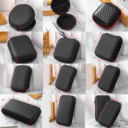 Portable Mini 3C Hard Shell Storage Bag - Artificial Leather Organizer for Earphones, Chargers, Data Cables, and U Disks
