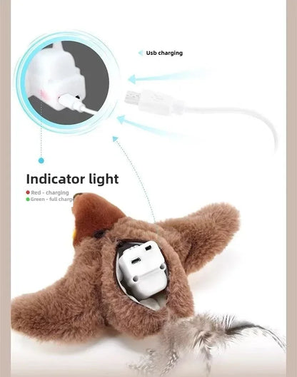 Interactive Cat Toy – Rechargeable Electric Chirping Bird with Flapping Wings & Catnip, Touch-Activated Plush for Cats