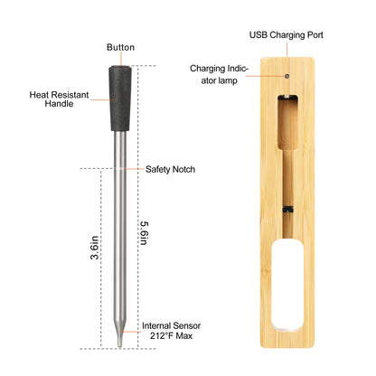 Bluetooth Wireless Meat Thermometer: Newest Kitchen Cooking Tool for Oven, Grill, BBQ - Accurate Steak Temperature Meter with Barbecue Accessories