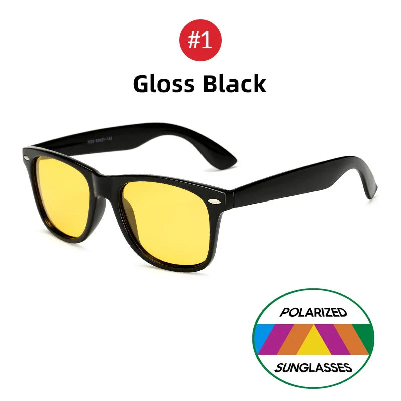 VIVIBEE Classic Night Vision Glasses — Square Polarized UV400 Yellow Lenses for Men & Women, Driving Sunglasses 2025