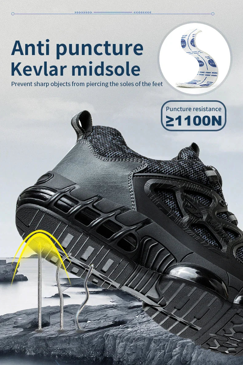Steel Toe Men’s Work Boots – Lightweight Indestructible Safety Shoes, Anti-Smash & Anti-Puncture Sneakers