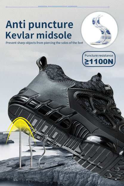 Steel Toe Men’s Work Boots – Lightweight Indestructible Safety Shoes, Anti-Smash & Anti-Puncture Sneakers