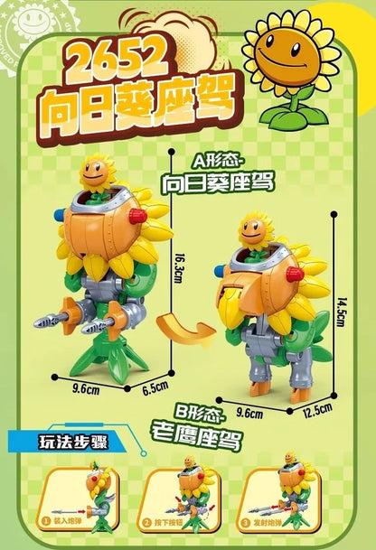 2025 Plants vs. Zombies Action Figure Set – Robot Sunflower, Cactus & Corn PVC Deformation Toys for Kids Gift