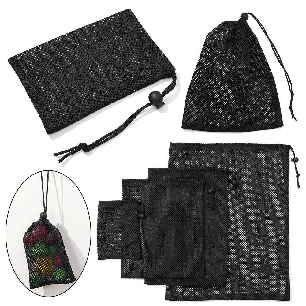 Durable Nylon Mesh Drawstring Bag – Multi-Purpose Outdoor Travel Storage Pouch for Camping Gear