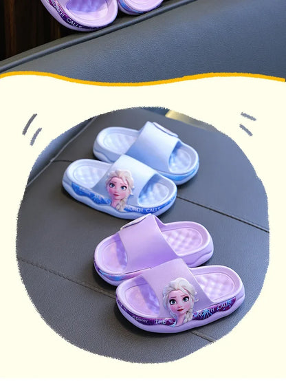 Disney Frozen Elsa Girls Slippers — Cute Cartoon Anti-Slip Soft Sole Summer Sandals