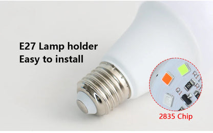 16-Color RGB LED Bulb E27 – Dimmable Multicolor 220V Household Lighting with 24-Key Remote & Neon Atmosphere Light